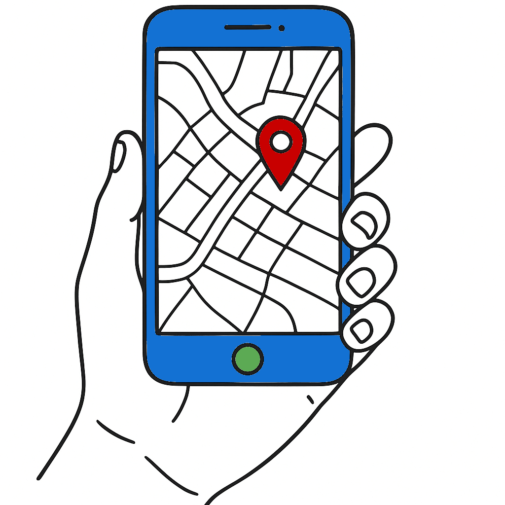 Big Red Bulb Maps On Mobile